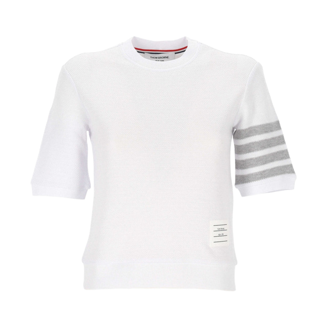FJS222A-J0248-100 (W) Thom Browne 4-Bar Stripe Short Sleeve White