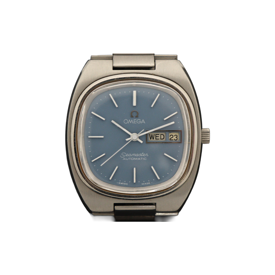 오메가 166.0211 36MM 빈티지 스틸 오토매틱 테레비 TV 블루 다이얼 남성시계(Omega 166.0211 36MM Vintage Steel Automatic TV Blue Dial Men's Watch)