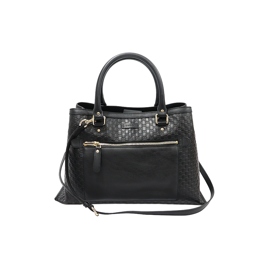 구찌 510291 블랙 마이크로시마 레더 금장 토트 2WAY(Gucci 510291 Black Microshima Leather Gold-tone 2-Way Tote) - 1