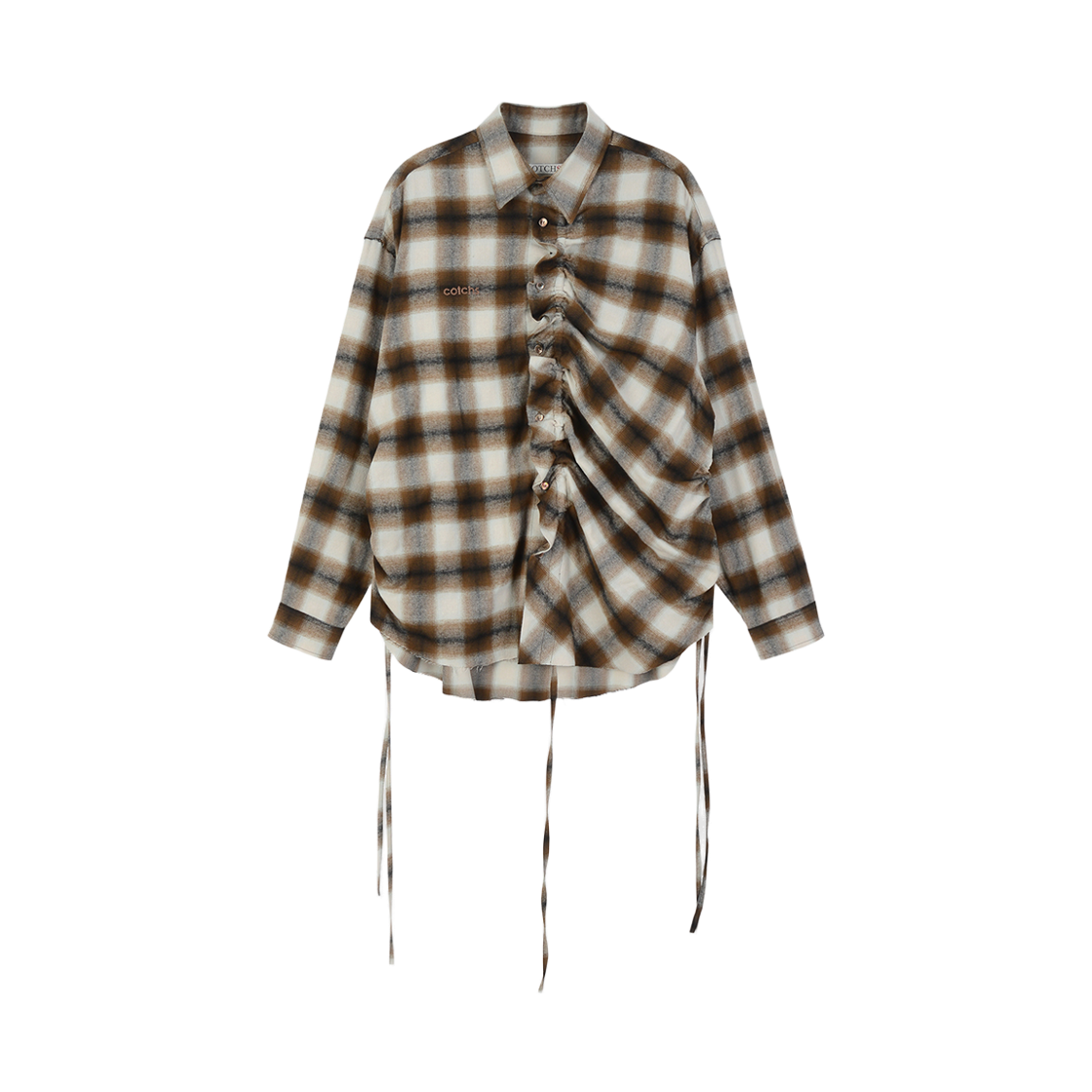 카치스 옴브레 셔링 셔츠 브라운(Cotchs Ombre Shirring Shirts Brown)