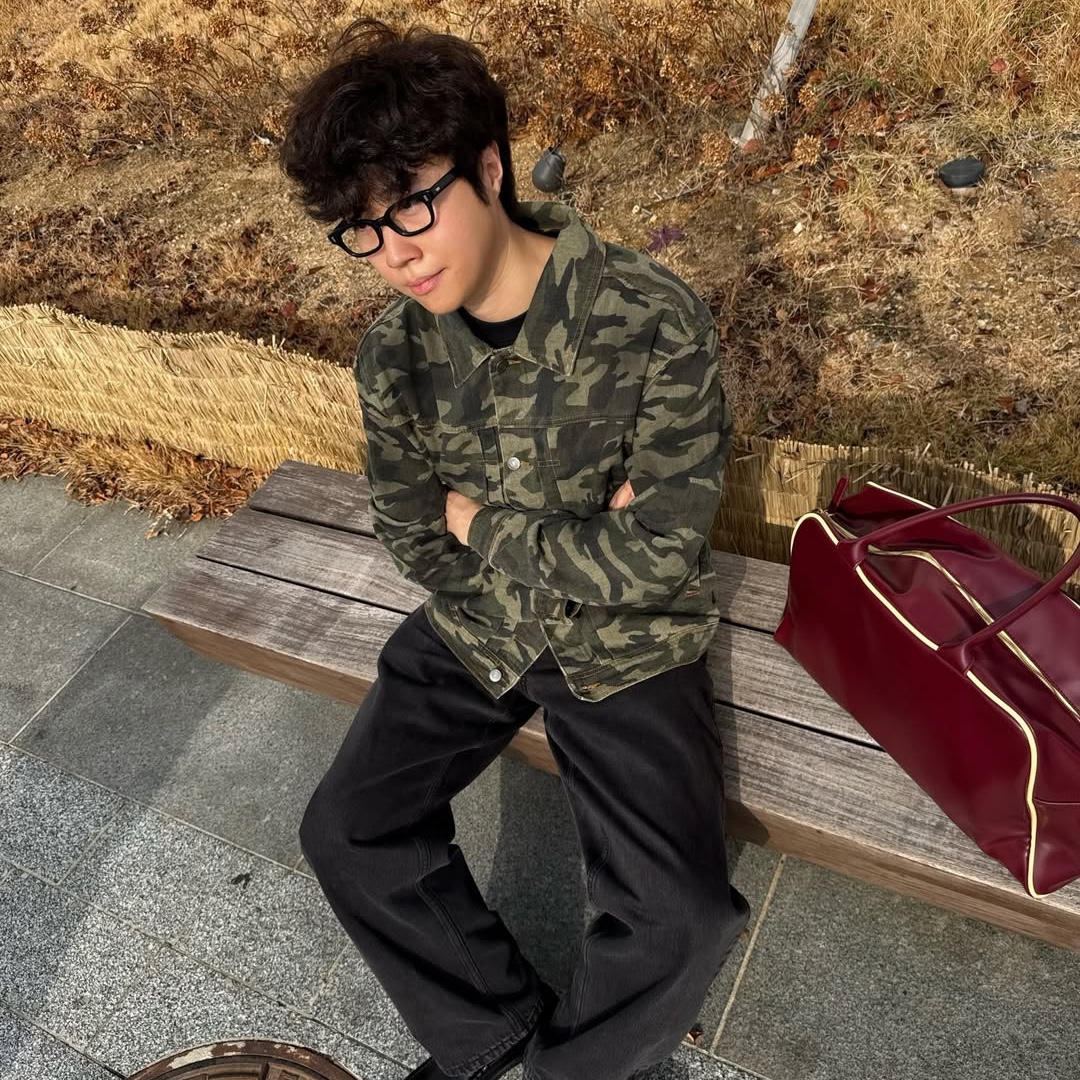 MAINBOOTH Destroyed Camo Trucker Jacket CAMO 착용 스타일 - 6
