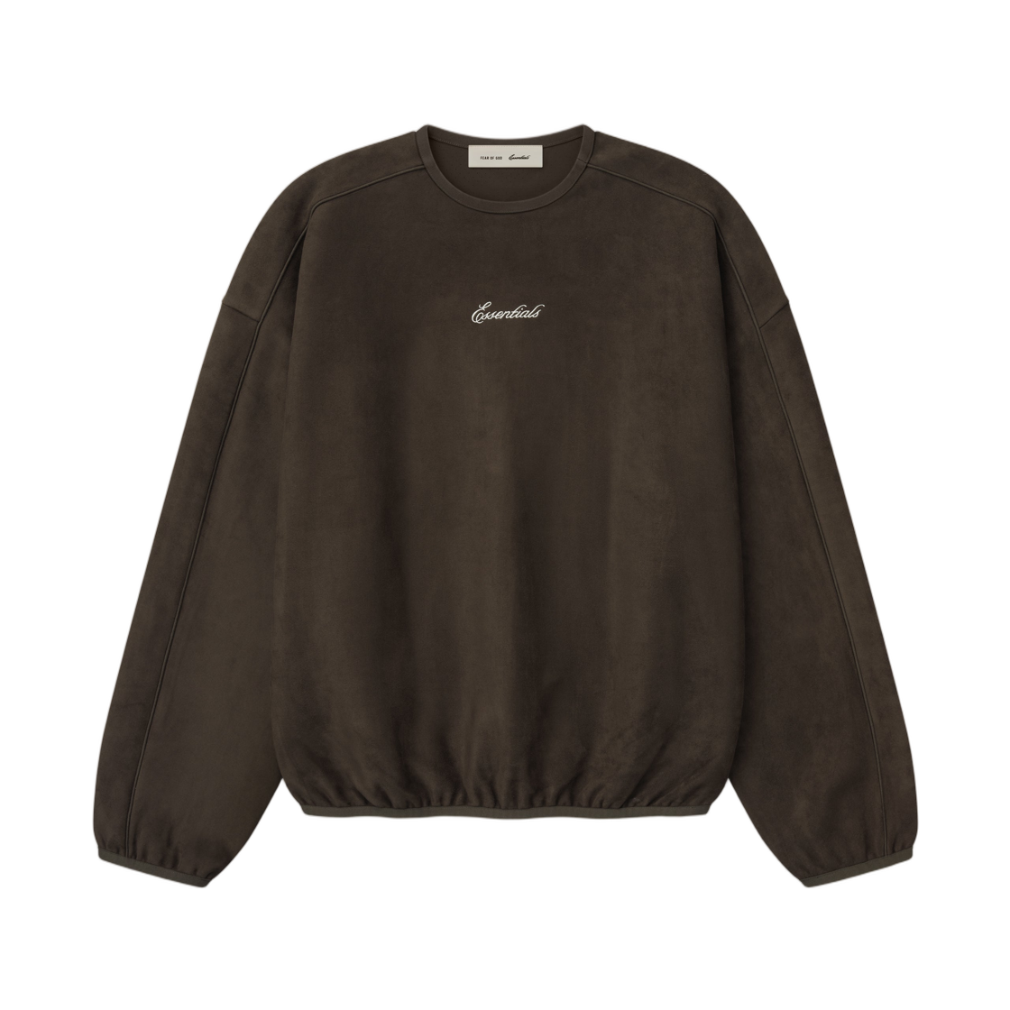 에센셜 스웨이드 플리스 시그니처 모던 크루넥 스웨트셔츠 브라운 - 26SS(Essentials Suede Fleece Signature Modern Crewneck Sweatshirt Brown - 26SS) - 2