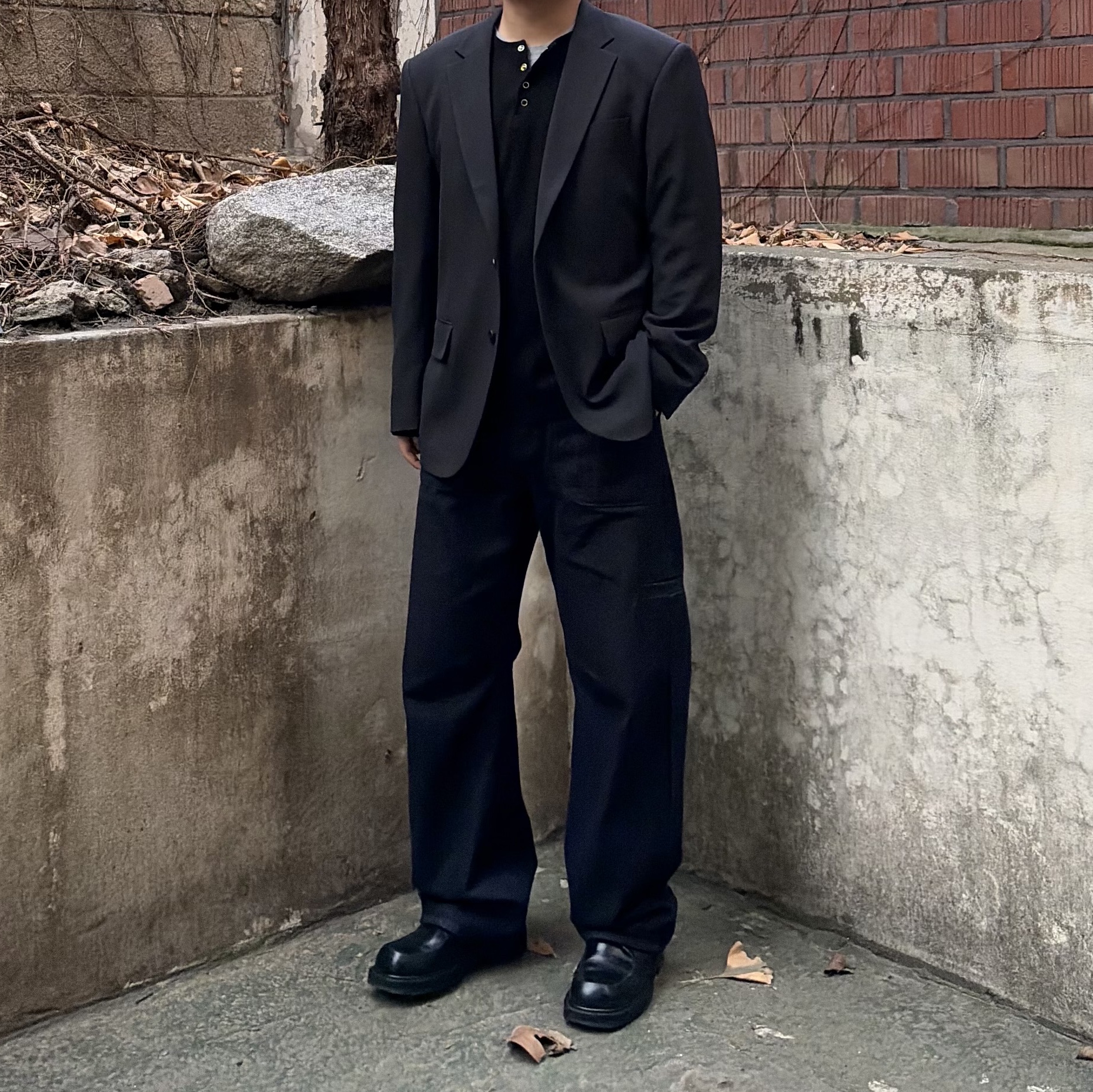 LOSTGARDEN Uniform Washed Derby Black 착용 스타일 - 1
