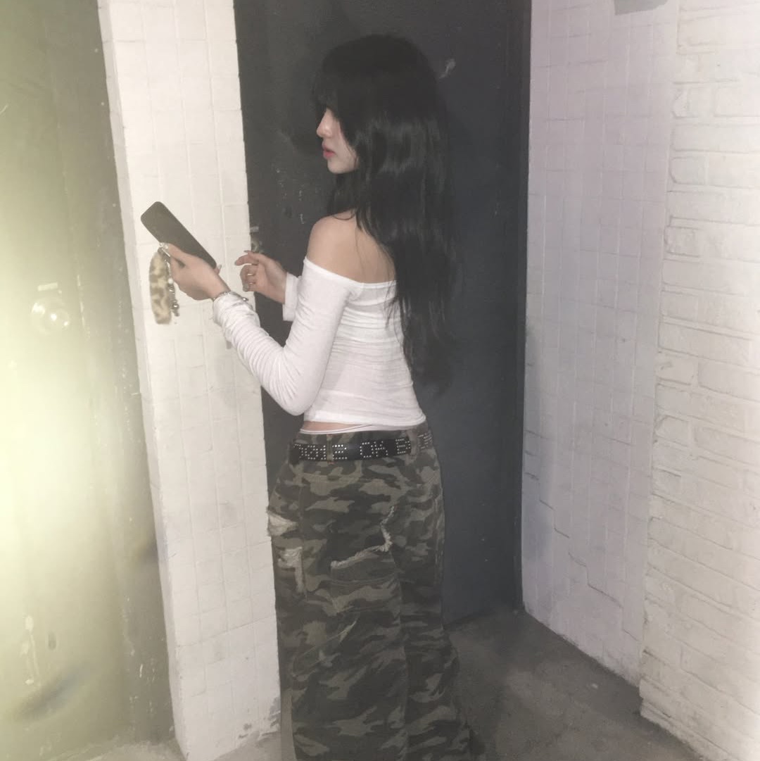 MAINBOOTH Destroyed Camo Pants CAMO 착용 스타일 - 6