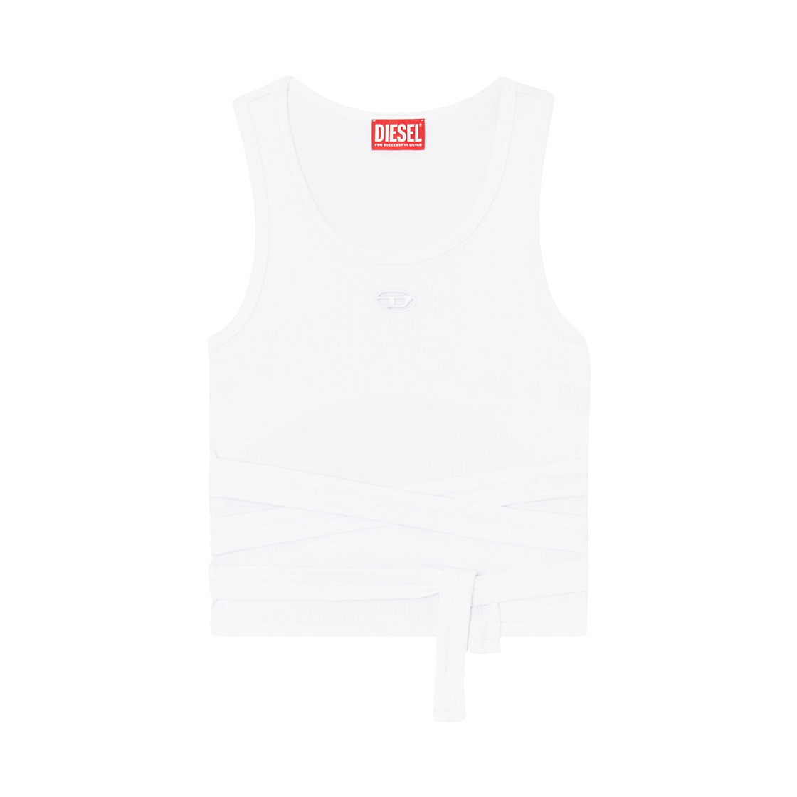 A210190EJAI-100 (W) Diesel T-Anky-Tail-S1 Crop Top with Wrap-Around Design White