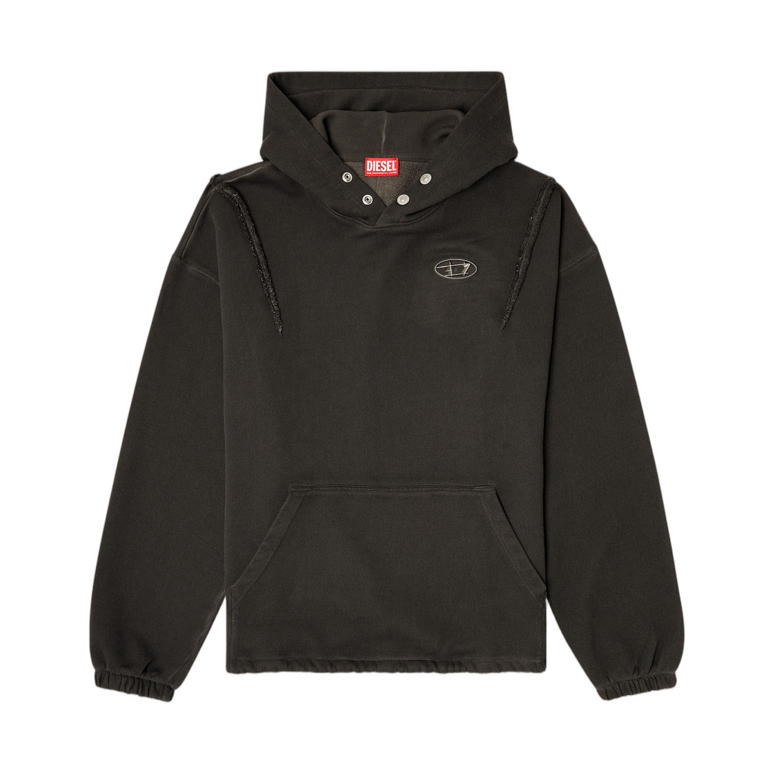 (W) 디젤 S-터그-후디 후디 위드 페이디드 이펙트 블랙((W) Diesel S-Thug-Hoodie with Faded Effect Black) - 1