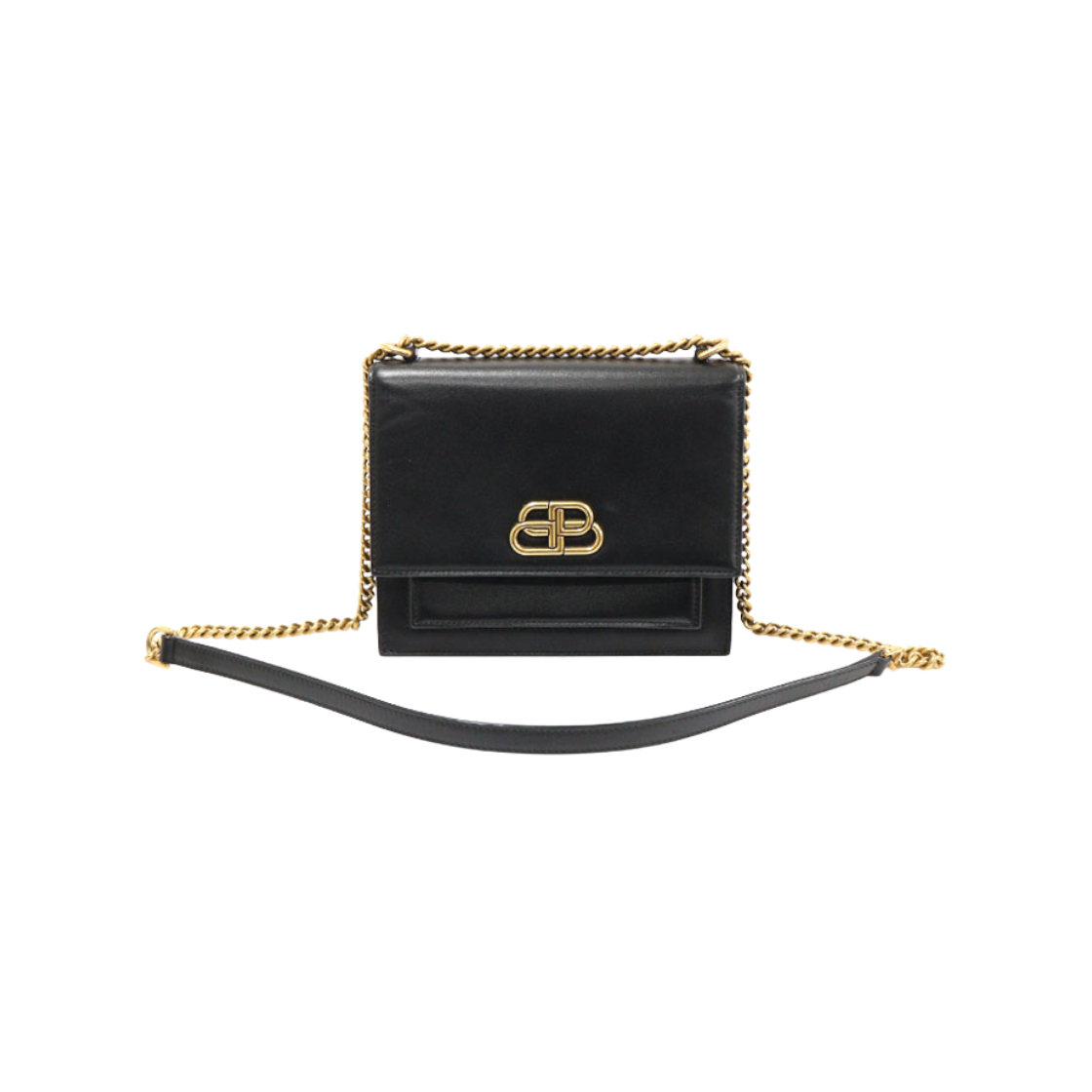 발렌시아가 580641 블랙 카프스킨 샤프 스몰 금장 체인 사첼 숄더백(Balenciaga 580641 Black Calfskin Sharp Small Gold Chain Satchel Shoulder Bag) - 1