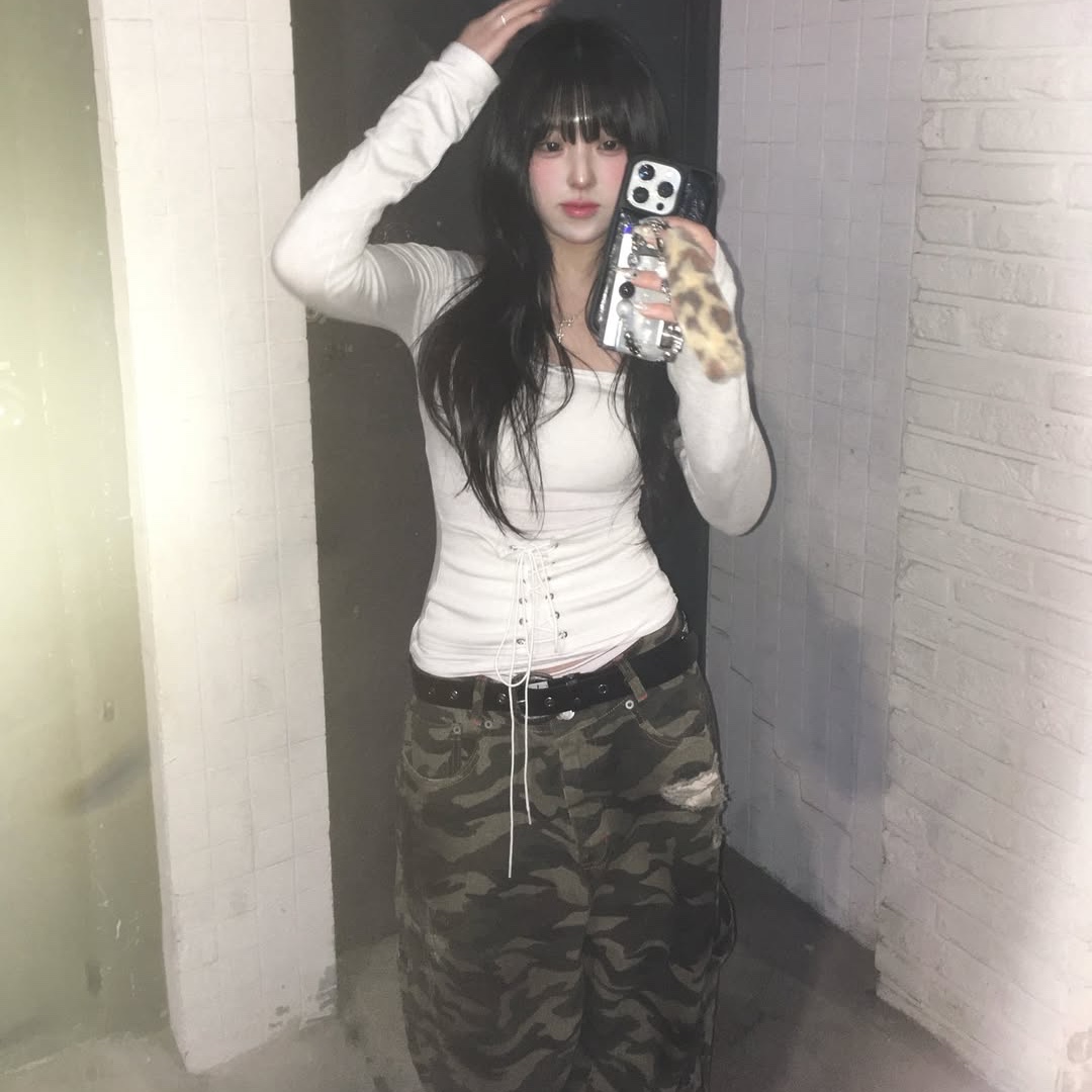 MAINBOOTH Destroyed Camo Pants CAMO 착용 스타일 - 3