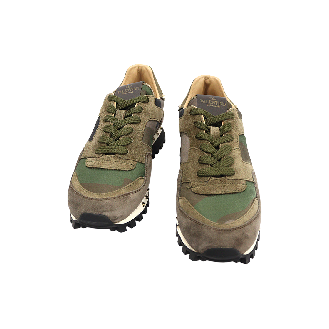 발렌티노 MW2S0B51 카키 그레이 스웨이드 카모플라쥬 락스터드 여성 스니커즈 37(Valentino Women's Rockstud Camouflage Suede Sneakers in Khaki Gray, Size 37)