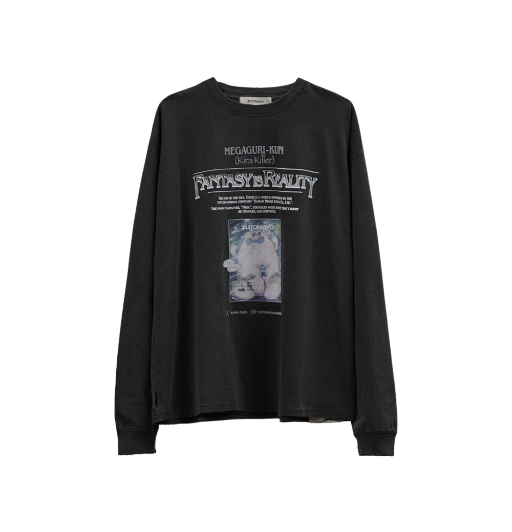 ZUTOMAYO 카드4 롱 티셔츠 B (빈티지 블랙)(ZUTOMAYO CARD4 Long Tee B (Vintage Black))