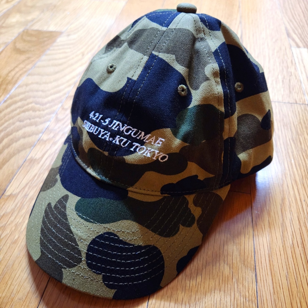 BAPE 1st Camo Slogan Cap Green 착용 스타일 - 1