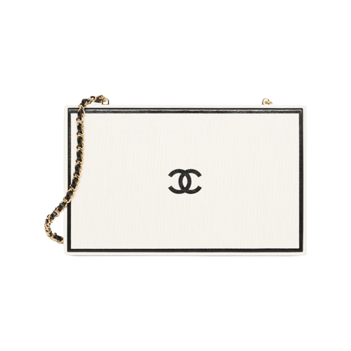 샤넬 이브닝 백 프린티드 카프스킨 & 골드 메탈 화이트 블랙(Chanel Evening Bag Printed Calfskin & Gold White Black) - 1