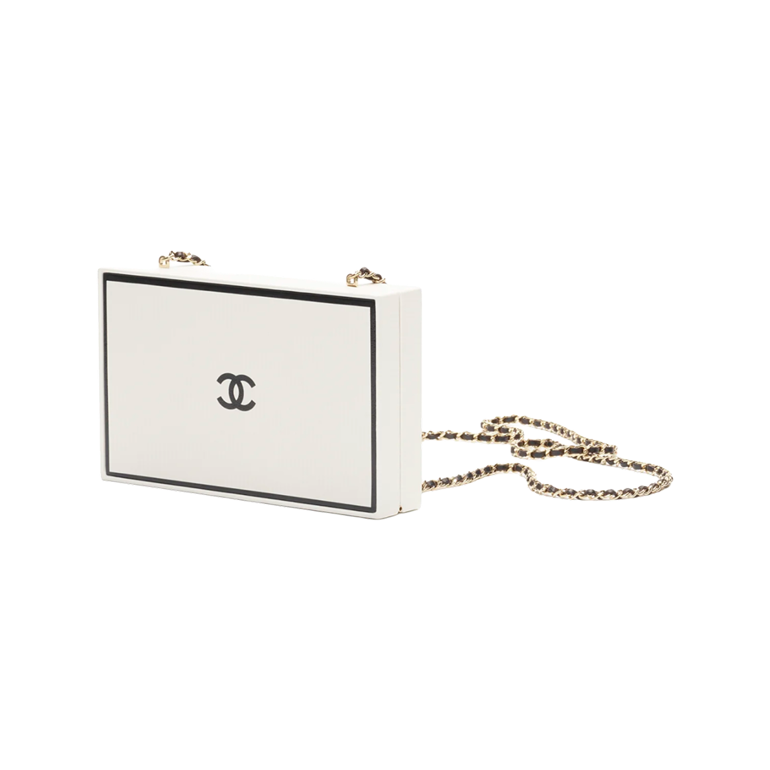 샤넬 이브닝 백 프린티드 카프스킨 & 골드 메탈 화이트 블랙(Chanel Evening Bag Printed Calfskin & Gold White Black) - 2