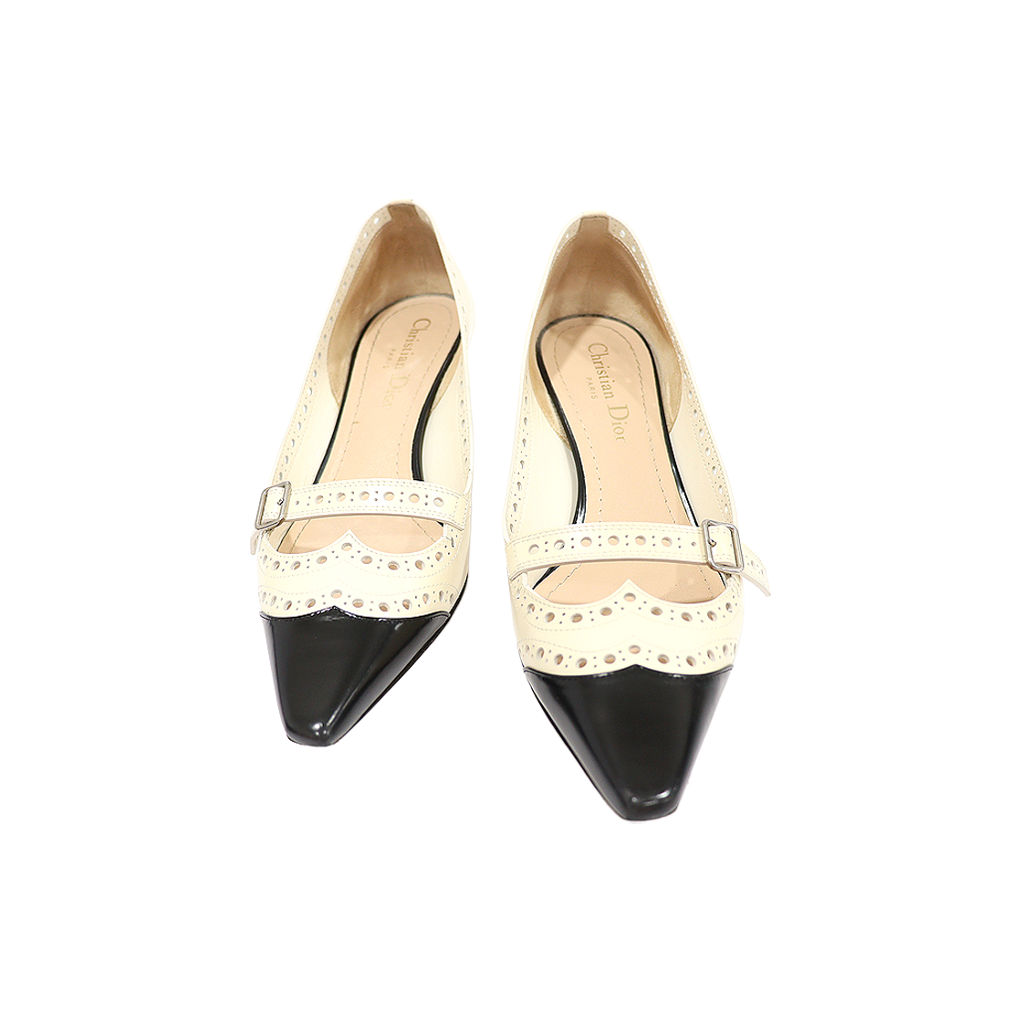 ITKGSIJ8887K Dior Spectadior Two-Tone Brushed Calfskin Kitten Heel Pumps 37