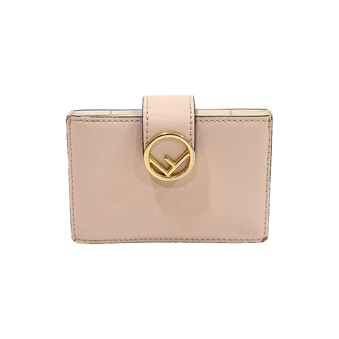 ITQOBPOWSM63 Fendi F is Fendi Accordion Card Wallet in Beige Pink Calfskin