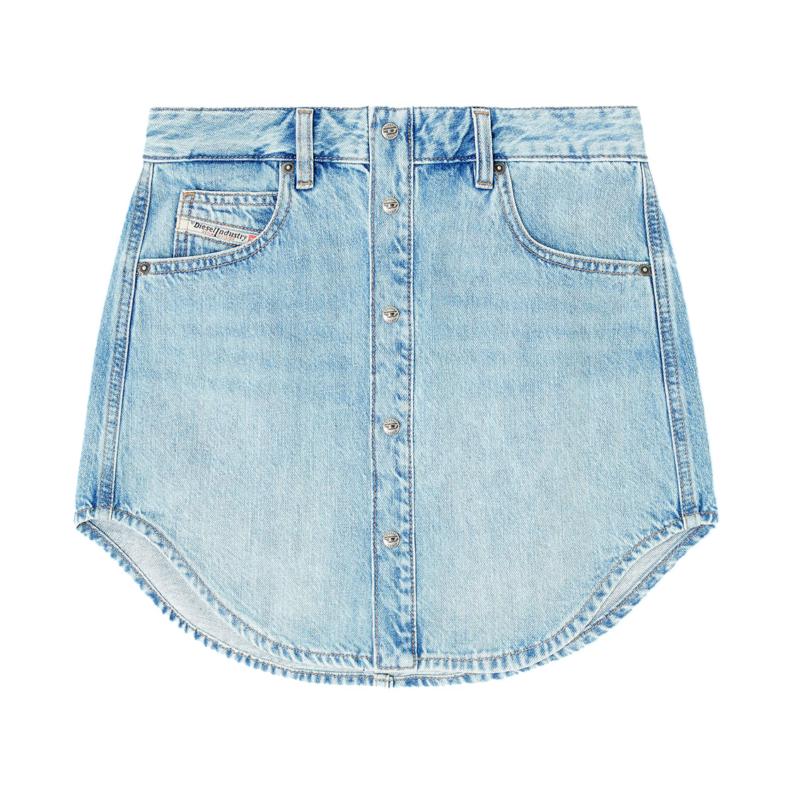 A179160IRAC-01 (W) Diesel De-Ard Denim Button-Front Miniskirt Light Blue