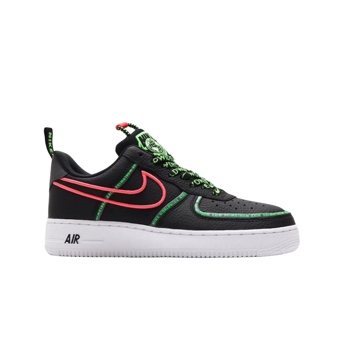 CK7213-001 Nike Air Force 1 '07 Worldwide Pack Black Flash Crimson