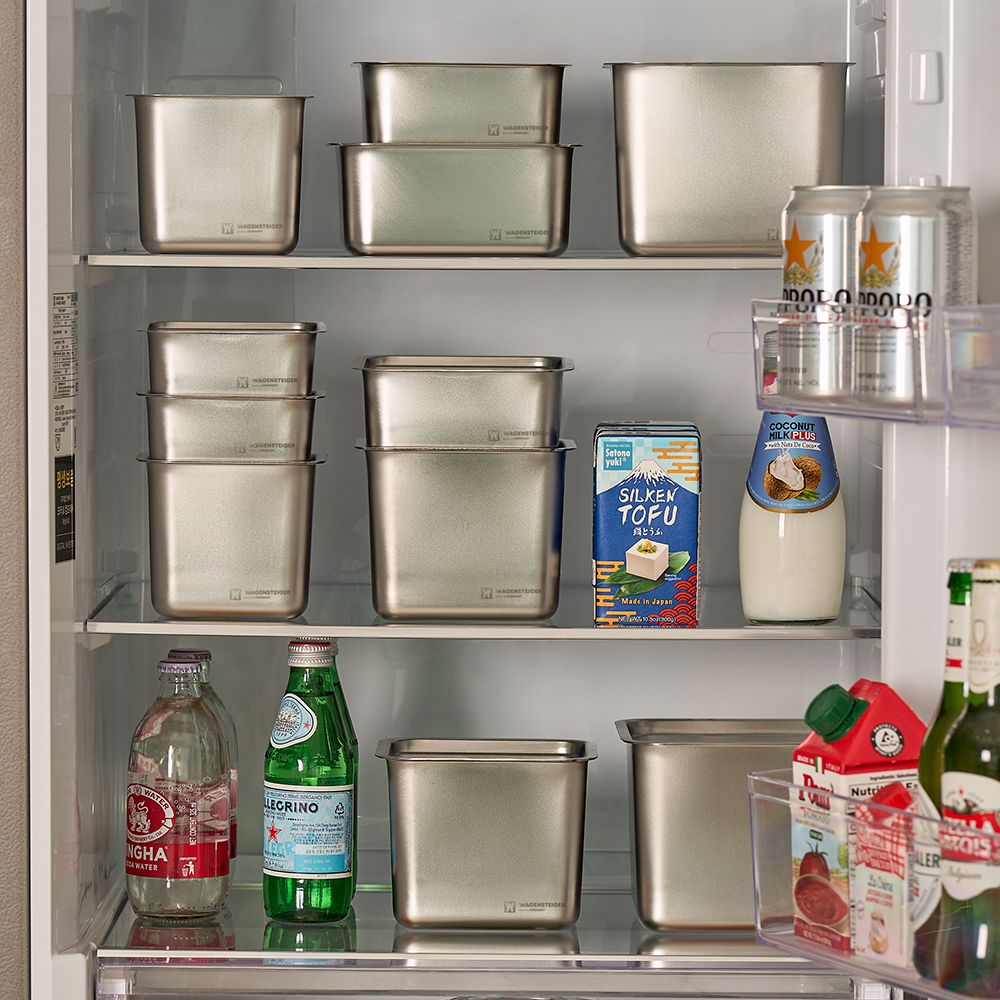 바겐슈타이거 콰트라트 스텐 304 캐니스터 낮은형 대 1100ml(WAGENSTEIGER Quatrat Stainless 304 Canister Shallow - L 1100ml) - 2