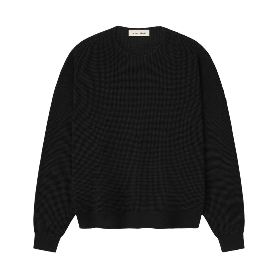 - Essentials Signature Waffle 90s Crewneck Sweater Vintage Black - 26SS