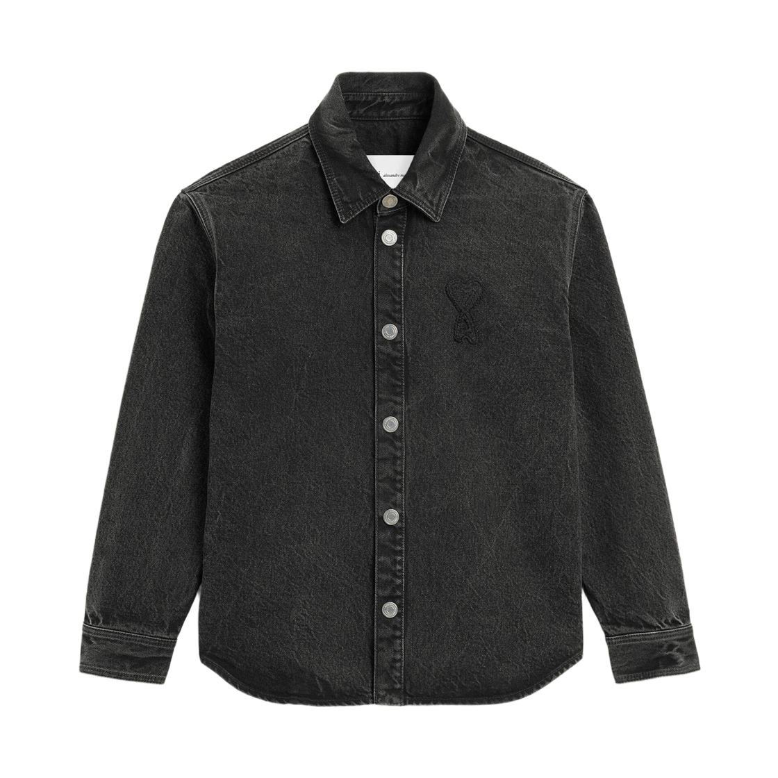 아미 톤온톤 하트 로고 코튼 니트 오버셔츠 블랙(AMI de Coeur Cotton Knitted Overshirt Black) - 1