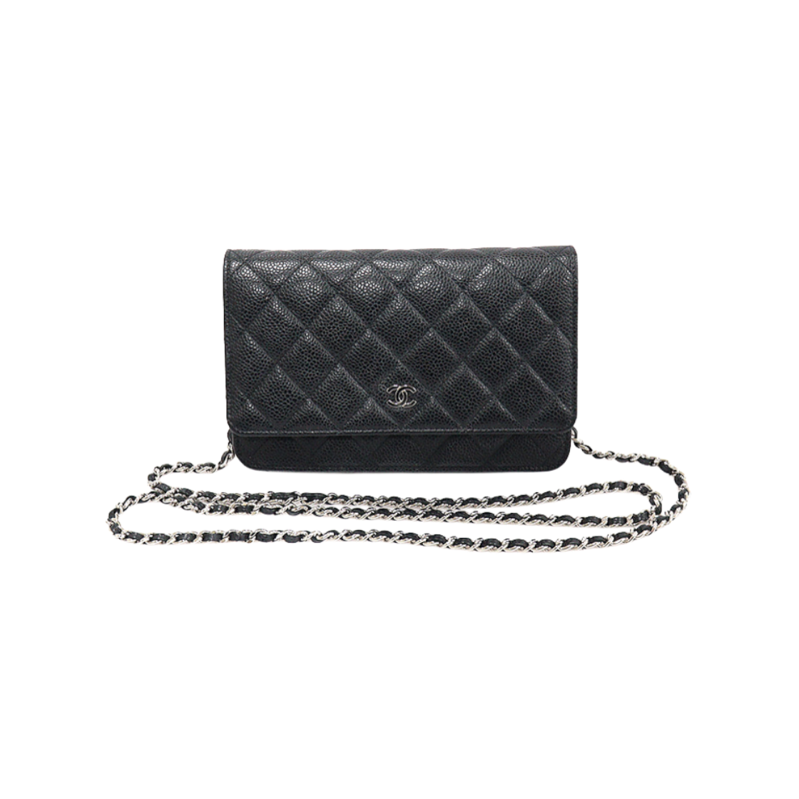 ITO79A56BPRP Chanel Black Caviar Silver CC Logo WOC Classic Chain Wallet Crossbody Bag (30 Series)