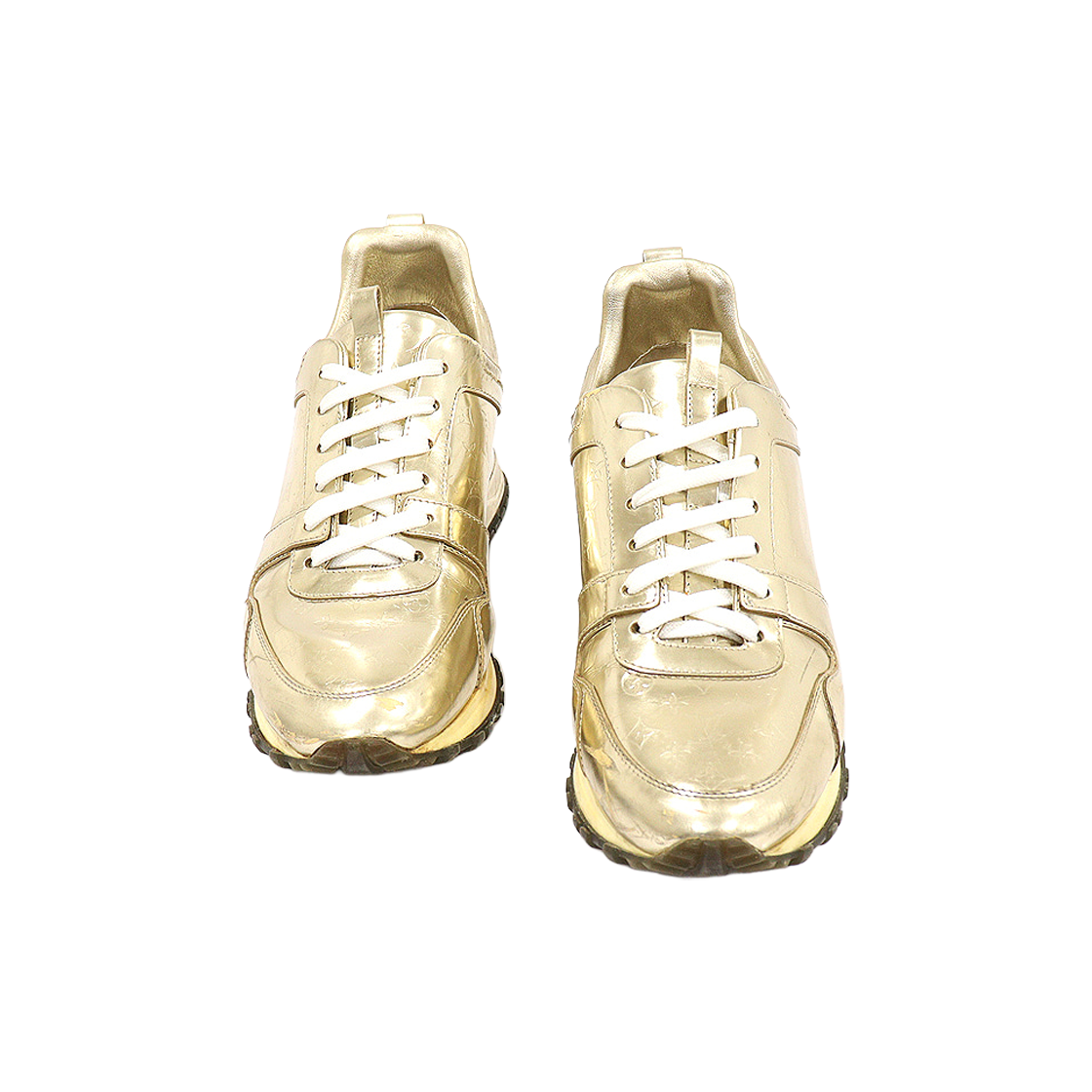루이비통 메탈릭 골드 런 어웨이 여성 스니커즈 37(Louis Vuitton Metallic Gold Run Away Women's Sneakers Size 37) - 1