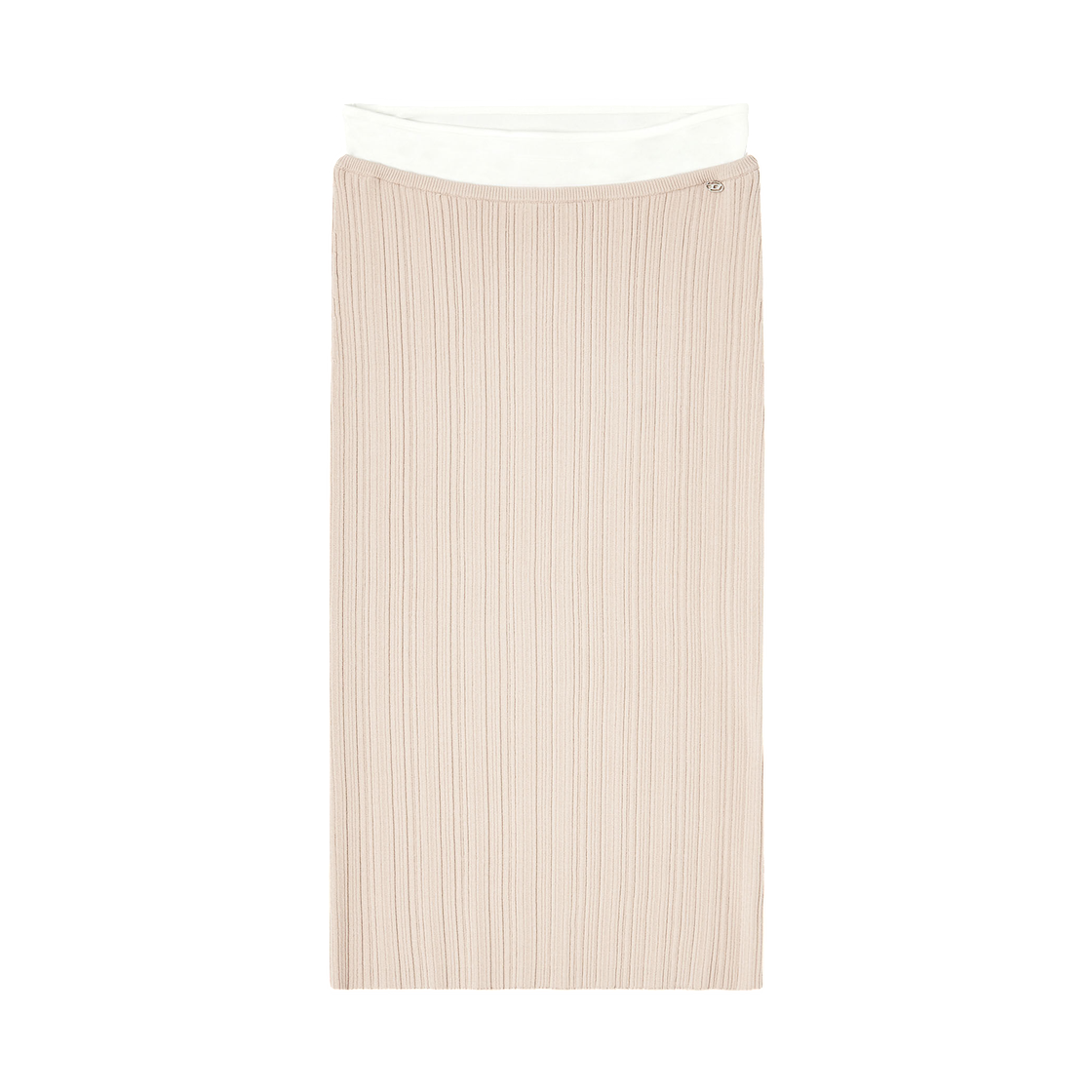 (W) 디젤 M-지니아 리브드 니트 스커트 위드 컨트라스트 웨이스트밴드 핑크((W) Diesel M-Zinia Ribbed Knit Skirt with Contrast Waistband Pink) - 1