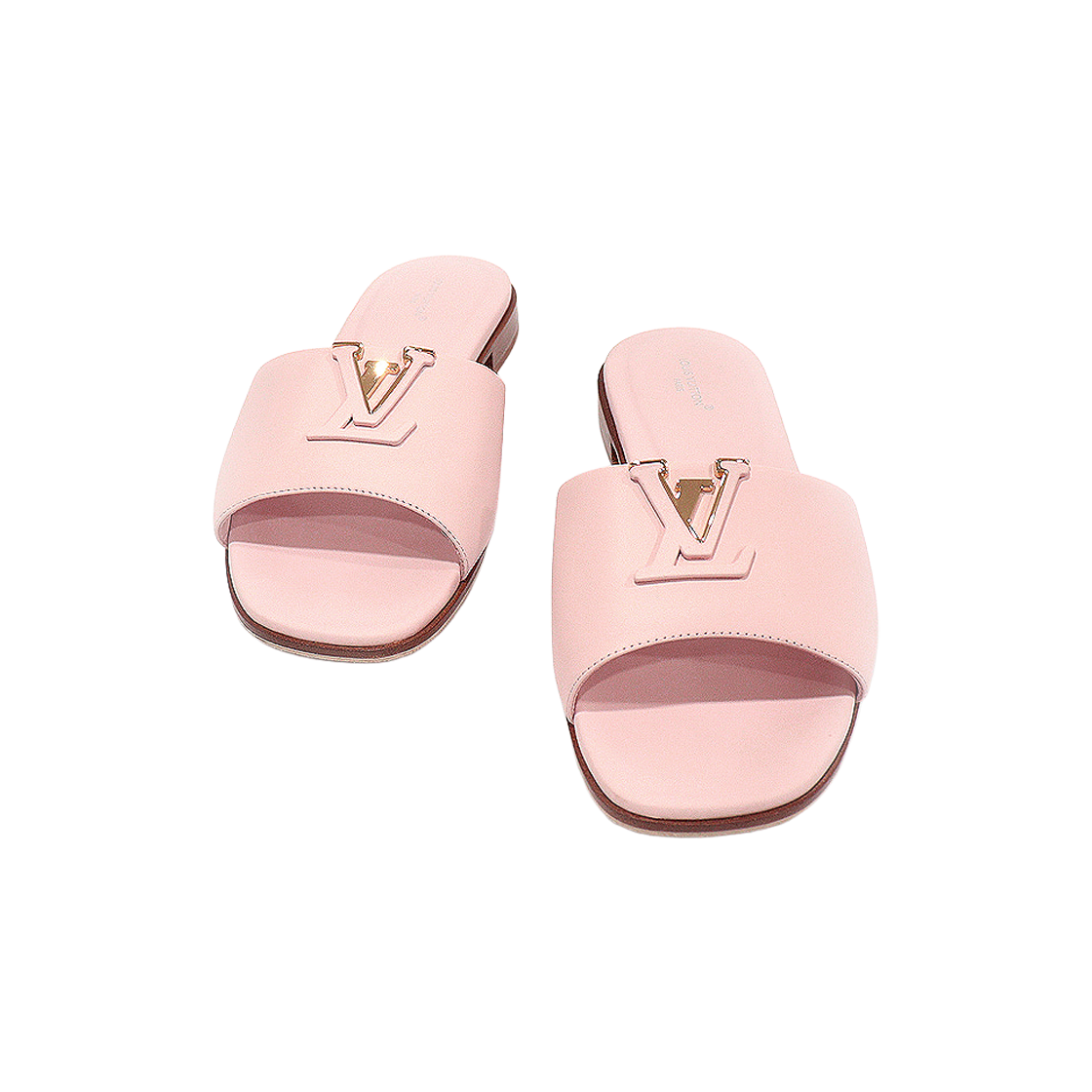 ITJUI6B684UR Louis Vuitton 1ADIKX Pink Plain Calfskin LV Mare Flat Mules Women's Sandals Size 38