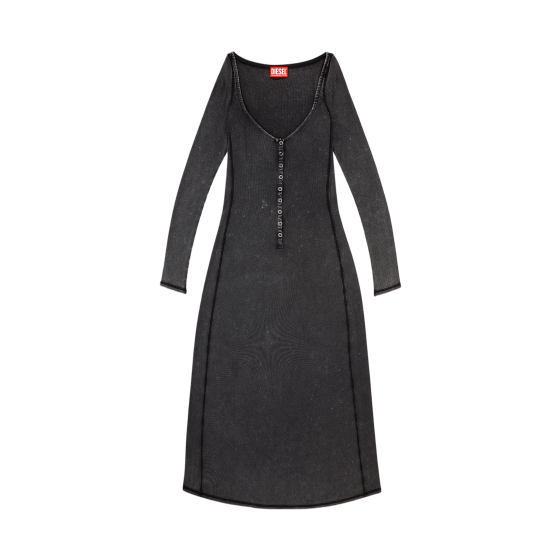 A209630DCCQ-9XX (W) Diesel D-Ley Midi Dress In Faded Ribbed Jersey Grey