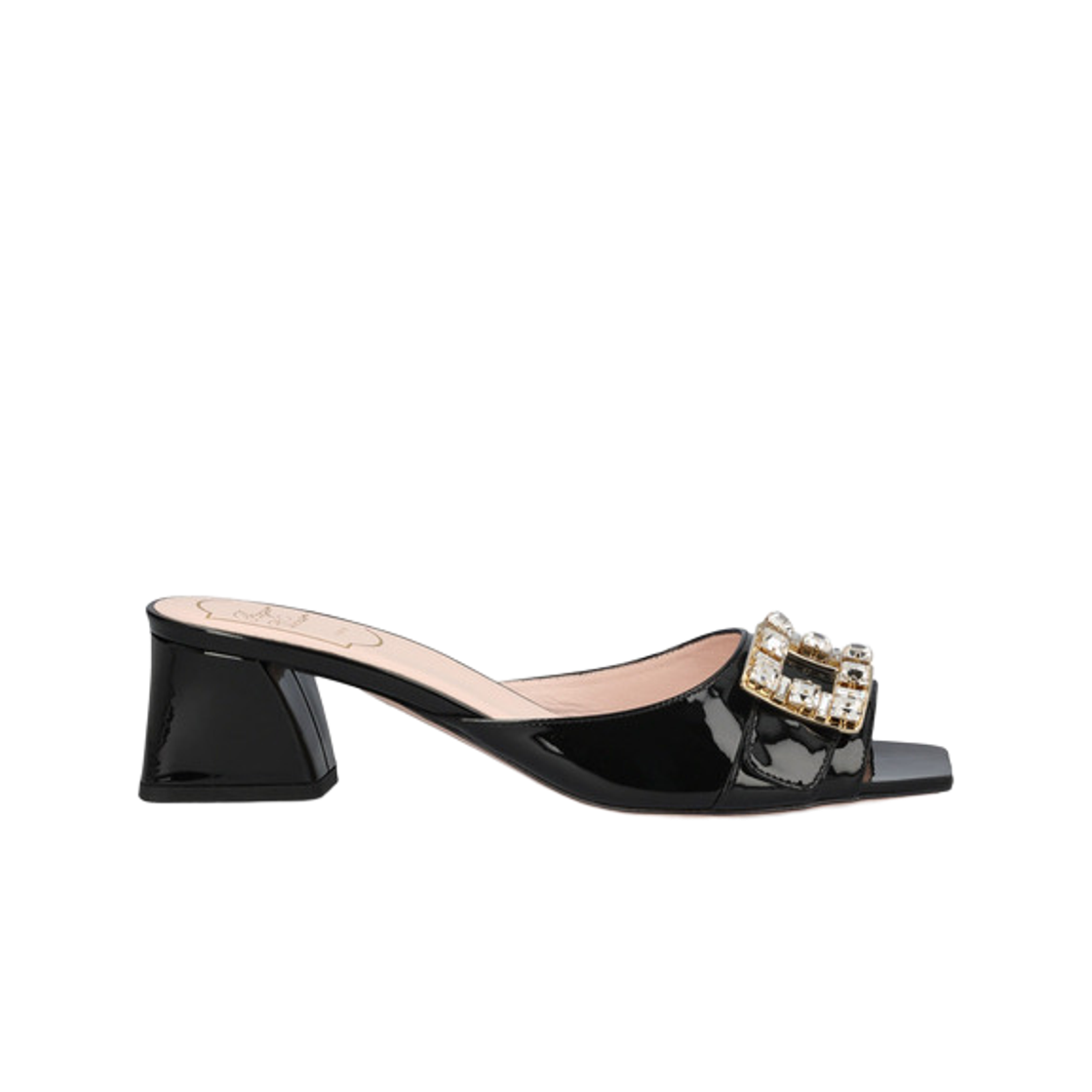 (W) 로저 비비에 버클 로고 뮬 블랙((W) Roger Vivier Buckle Logo Mules Black)