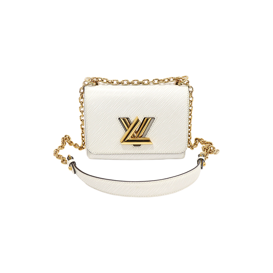 ITBESUA9K9JE Louis Vuitton M54278 White Epi Leather Gold-Tone Twist PM Chain Shoulder Bag