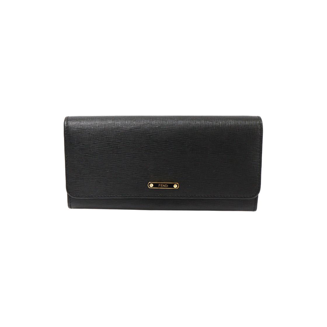 ITUFIPHDT2BR Fendi Black Leather Gold Button Continental Flap Wallet