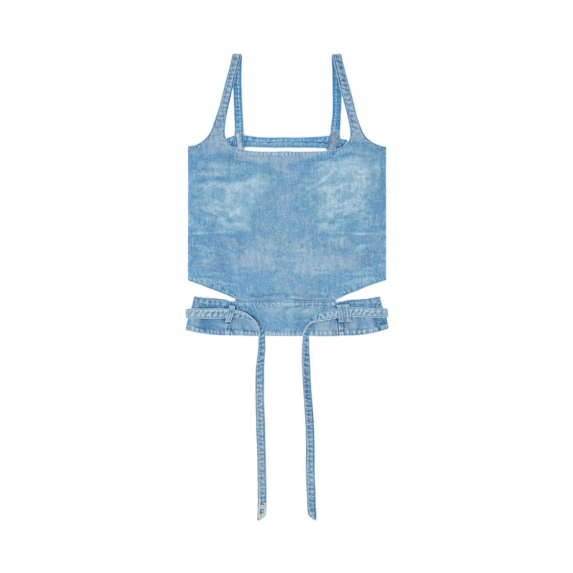 (W) 디젤 드-사이라-Fsi2 오픈-백 탑 인 새틴 데님 블루((W) Diesel De-Sayra-Fsi2 Open-Back Top In Satin Denim Blue)