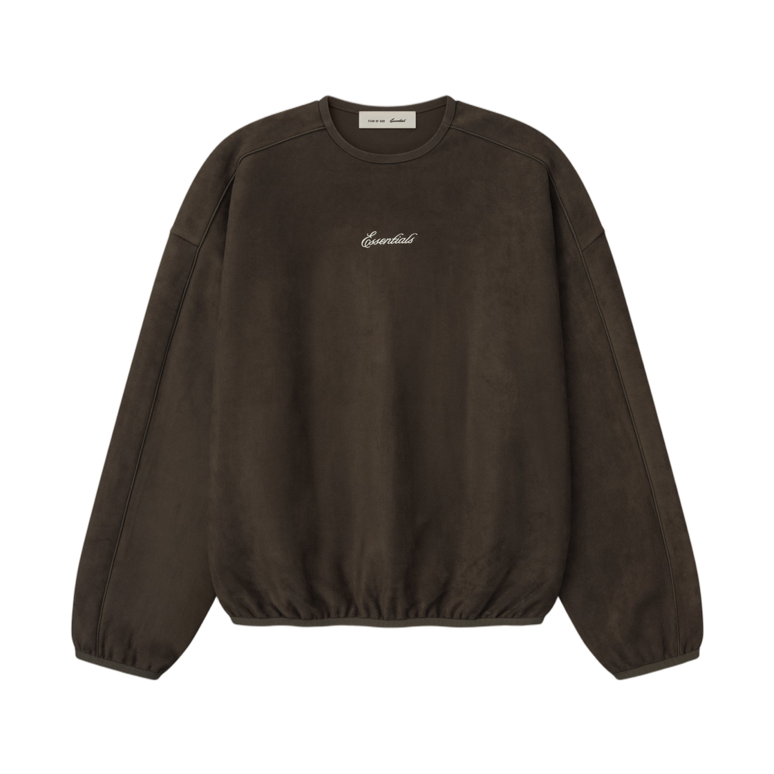 - Essentials Suede Fleece Signature Modern Crewneck Sweatshirt Brown - 26SS