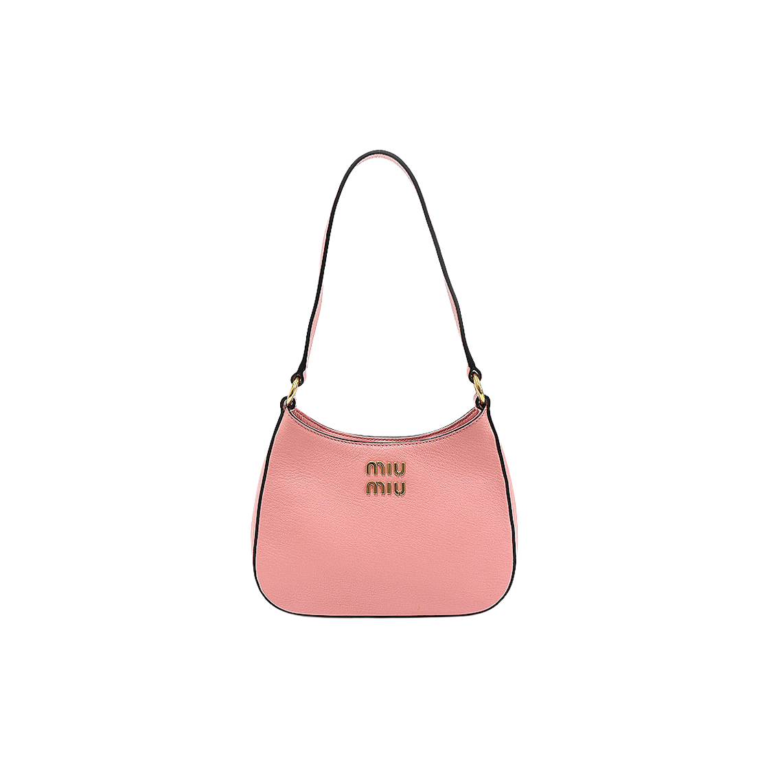미우미우 5BC105 로사 핑크 마드라스 레더 금장 레터링 호보 숄더백(Miu Miu Rosa Pink Madras Leather Gold Lettering Hobo Shoulder Bag)