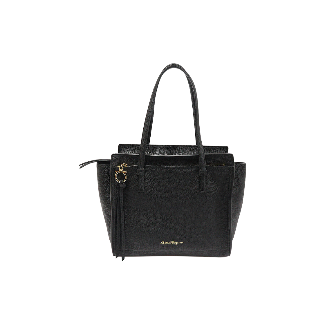 ITS7CMGH68AV Salvatore Ferragamo 21 F216 Black Calfskin Gold Hardware Amy Medium Shoulder Bag