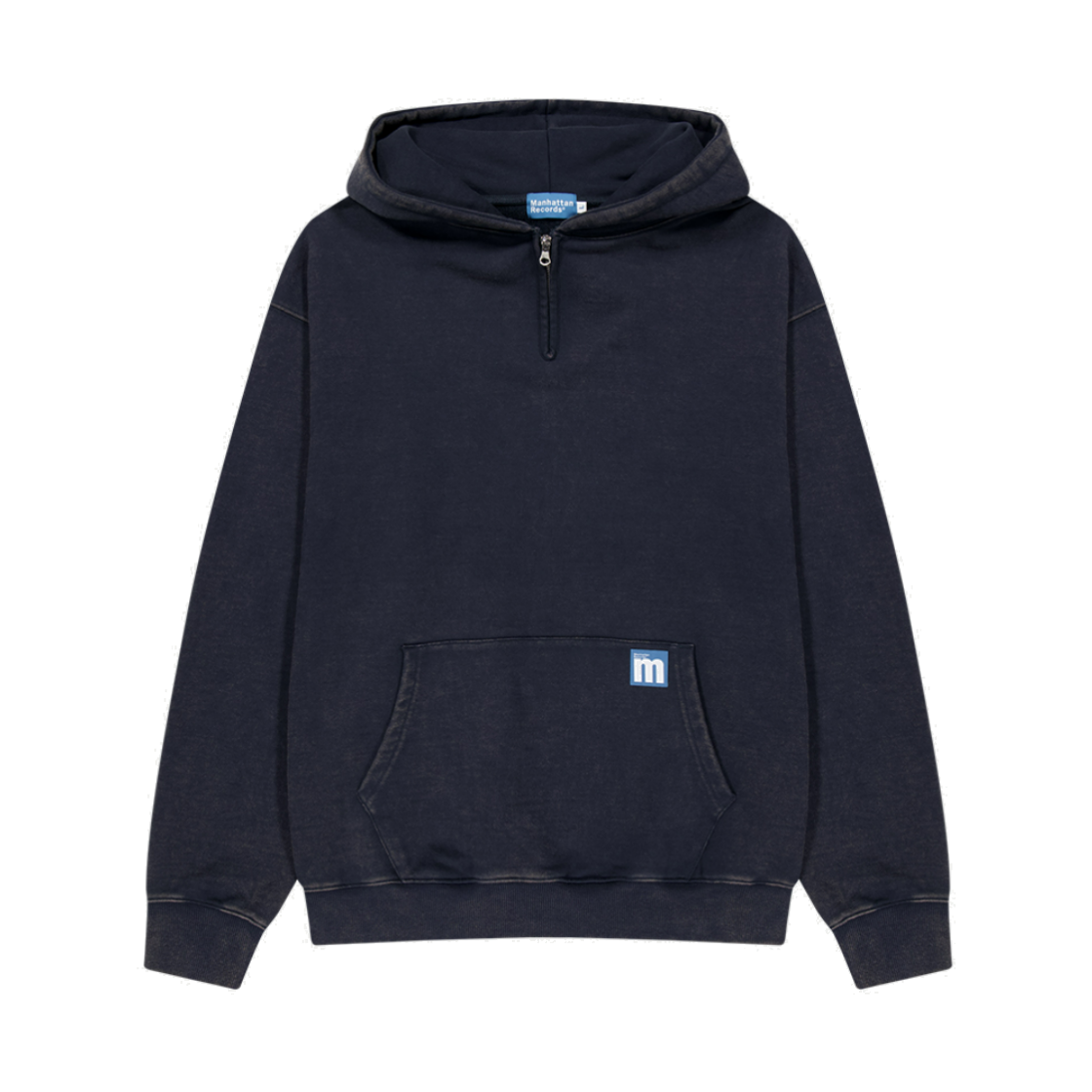 맨하탄 레코즈 워시드 하프 집업 후디 - 네이비(Manhattan Records Washed Half Zip Up Hoodie - Navy)