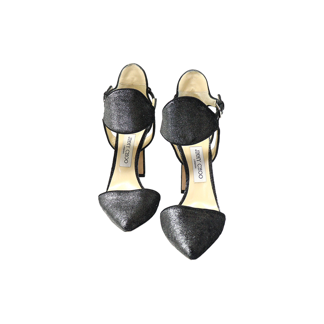 ITUTV3K756CR Jimmy Choo Gray Crystal Velvet Strap Pumps for Women 37.5
