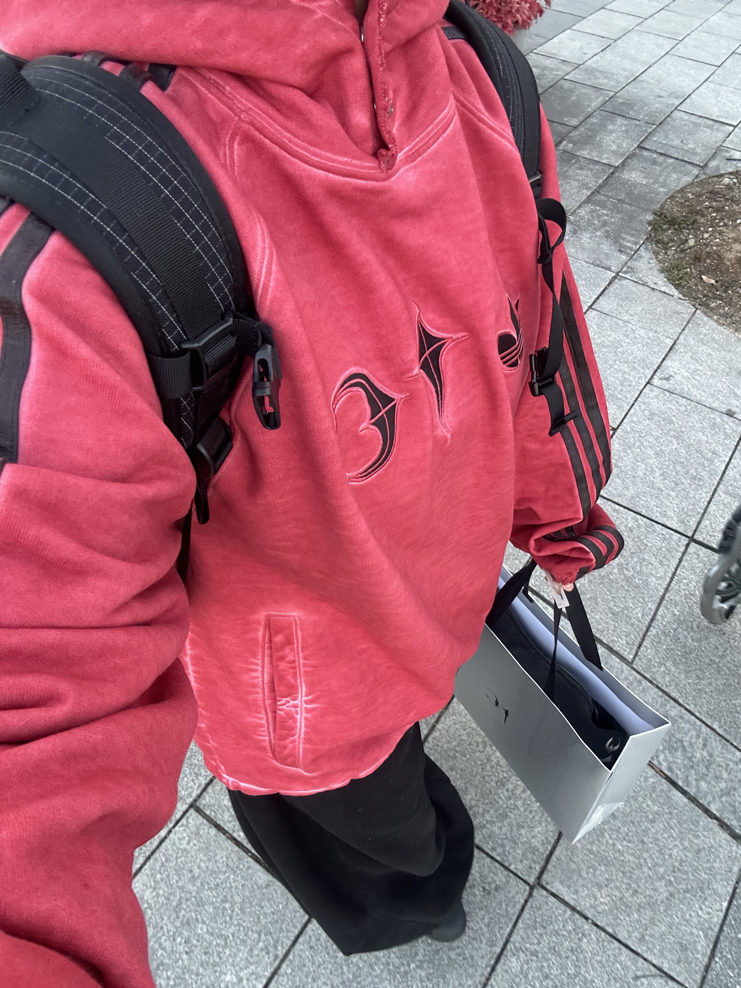 Adidas x Thug Club Sweat Hoodie Power Red - KR Sizing 착용 스타일