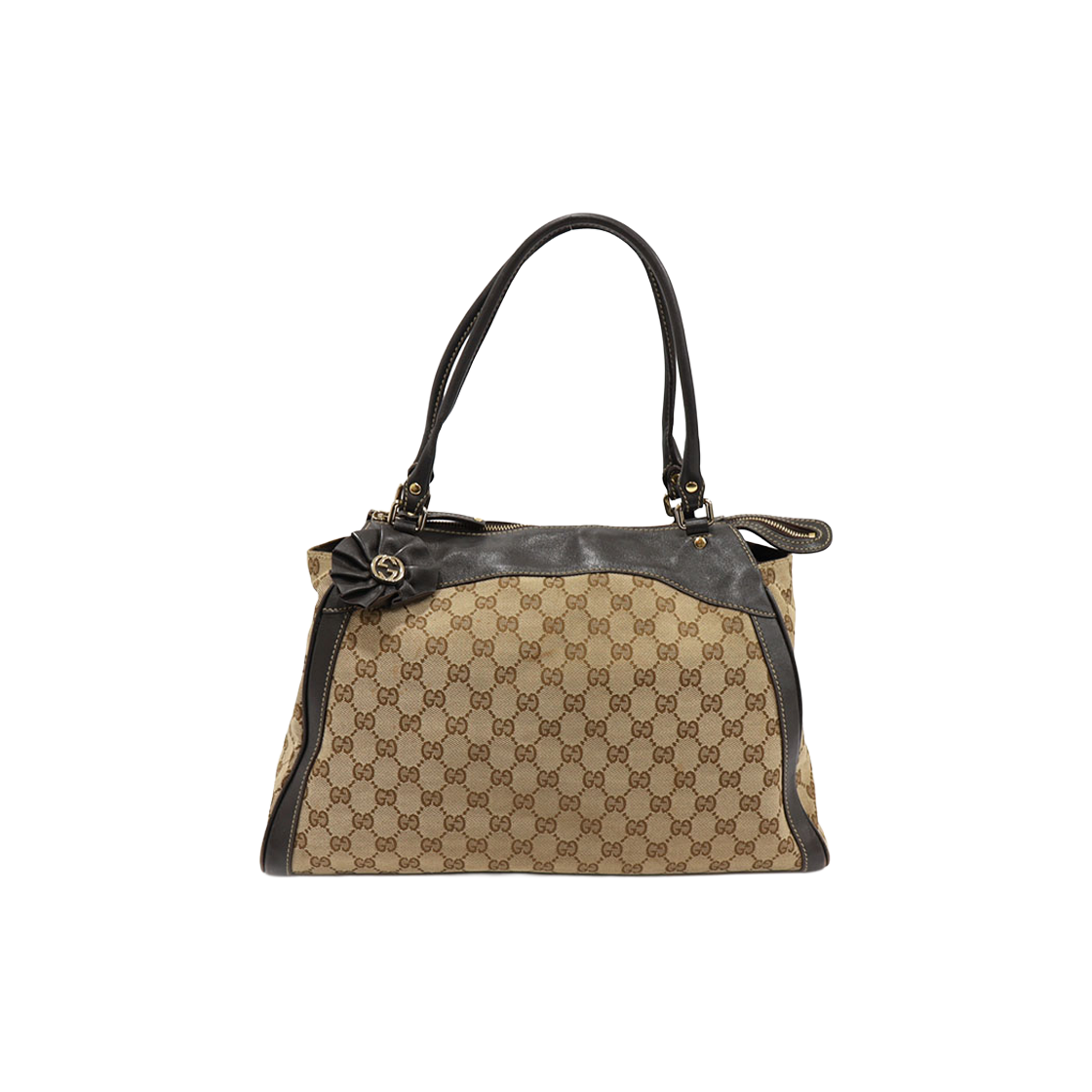 구찌 189828 GG로고 자가드 브라운 레더 금장 Trophy 토트백(Gucci 189828 GG Logo Jacquard Brown Leather Gold Trophy Tote Bag) - 1