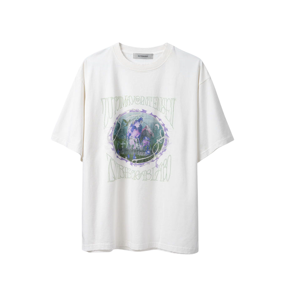 ZOMCRA 빈티지 티셔츠 (화이트)(ZOMCRA Vintage Tee (White))