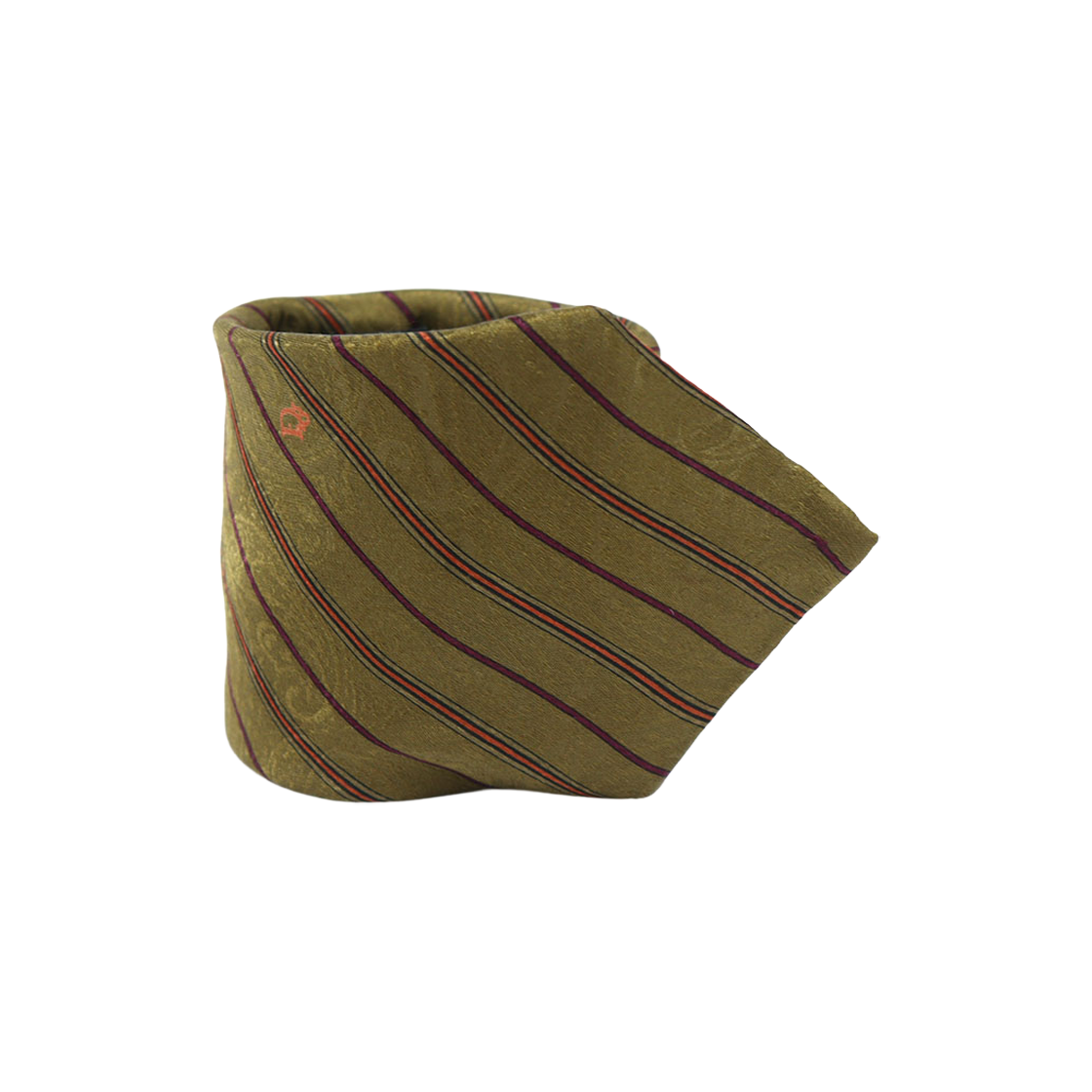 디올 실크 올리브 그린 스트라이프 패턴 넥타이(Dior Silk Olive Green Stripe Tie) - 1