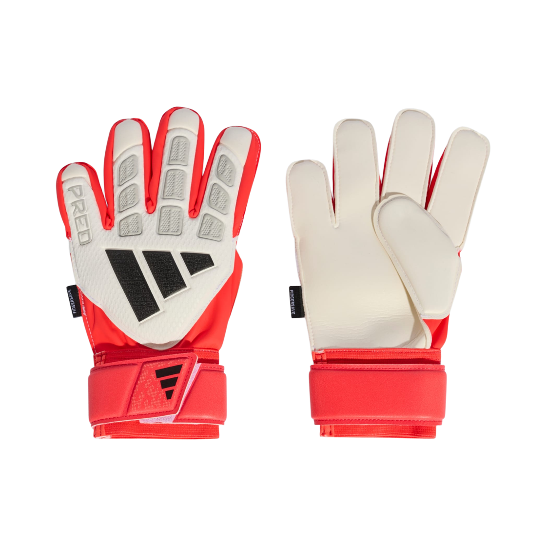 KA7790 (Kids) Adidas Predator Goalkeeper Match Fingersave Gloves White Lucid Red