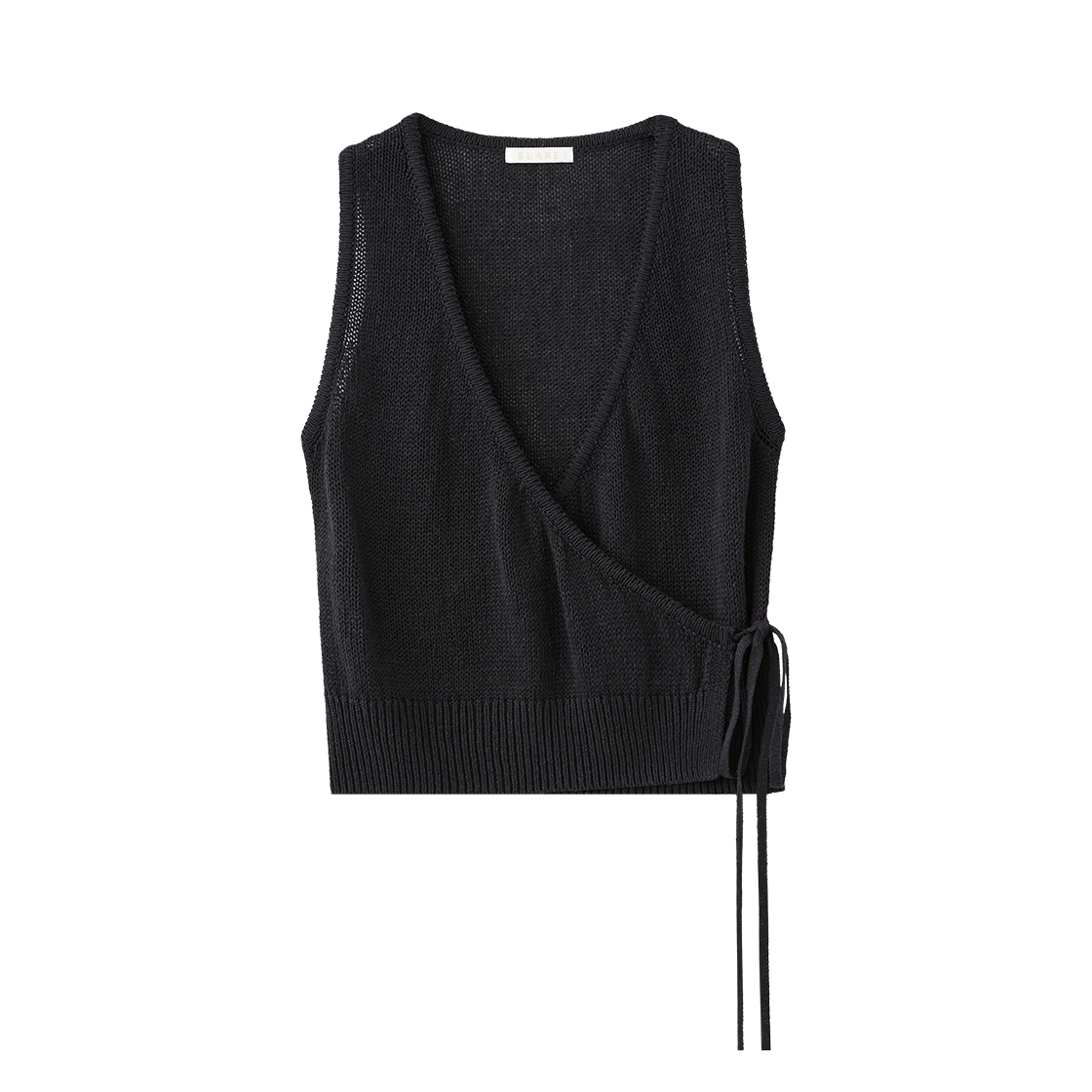 (W) 수아레 우먼 린넨 레이어드 랩 베스트 니트 블랙((W) Suare Woman Linen Layered Wrap Vest Knit Black)