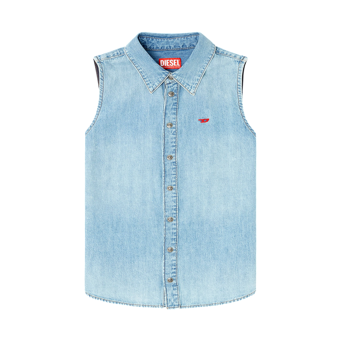 A191300IRAB-01 (W) Diesel De-Eazy-Sl Sleeveless Denim Shirt Light Blue