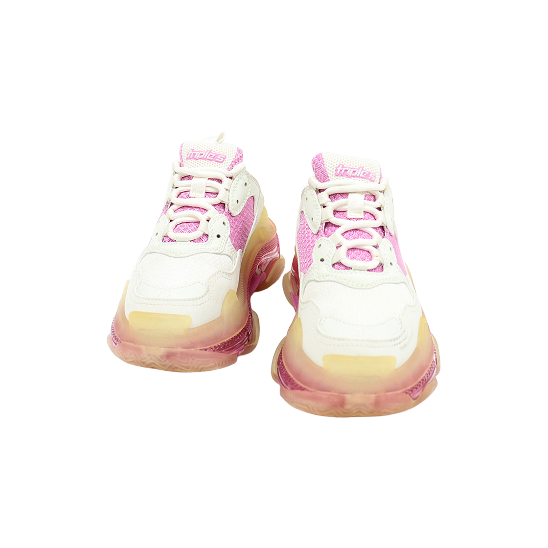 발렌시아가 544351 화이트 핑크 클리어 솔 트리플 S 트레이너 여성 스니커즈 35(Balenciaga Triple S Sneakers in White and Pink, Women's Size 35) - 1