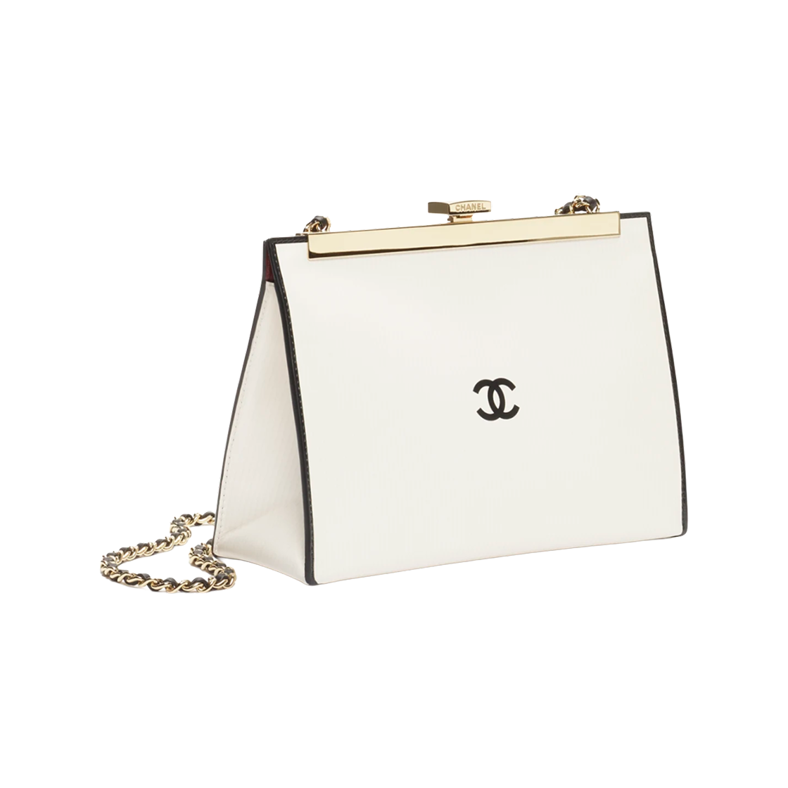 샤넬 이브닝 백 프린티드 카프스킨 & 골드 메탈 화이트 블랙(Chanel Evening Bag Printed Calfskin & Gold White Black) - 2