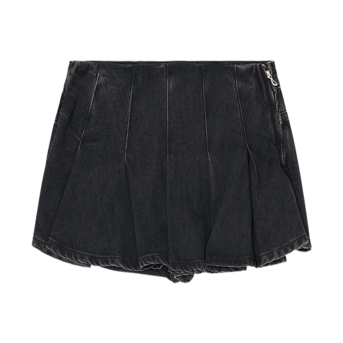 (W) 디젤 드-록스 쇼츠 인 텐셀 데님 위드 플리티드 프론트 블랙((W) Diesel De-Rox Shorts In Tencel Denim with Pleated Front Black) - 1