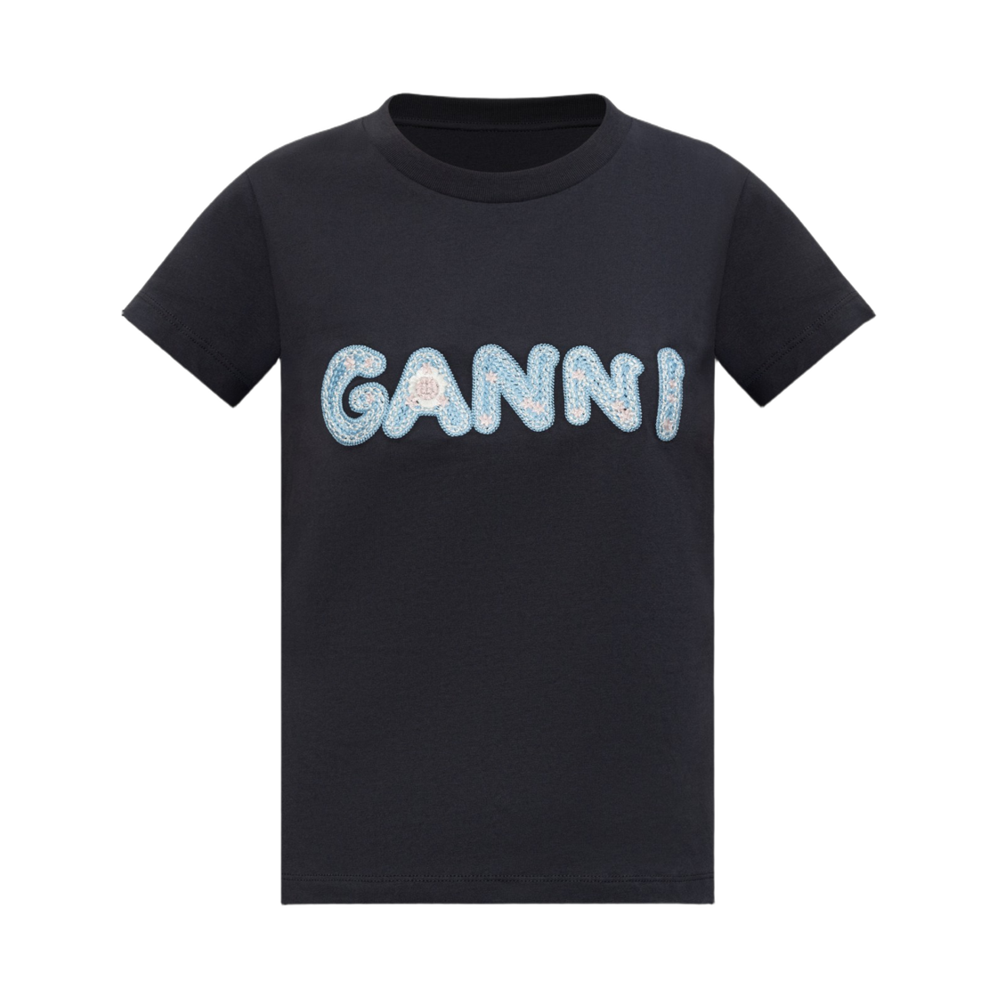 A1050179-252 (W) Ganni Basic Cotton Jersey Baby Fit T-Shirt Phantom