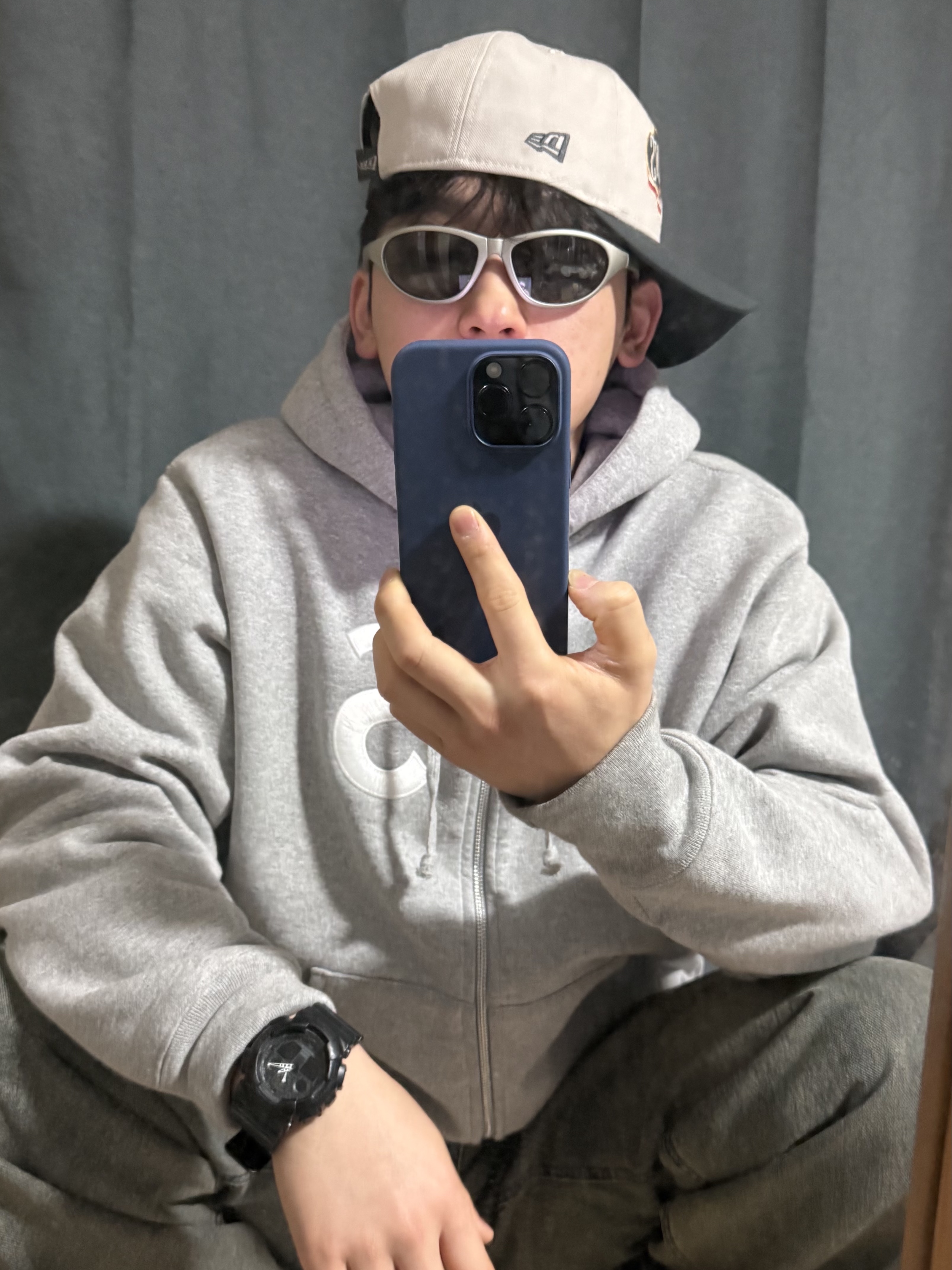 New Era MLB 25 World Series Champion LA Dodgers A-Frame 9Forty Ball Cap Stone, Supreme S Logo Zip Up Hooded Sweatshirt Heather Grey - 25FW 착용 스타일 - 2